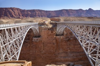 Marble Canyon, Arizona - The historic Navajo Bridge (left), now a pedestrian bridge, over the