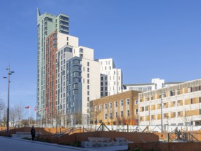 Beckley Point high-rise building from Armada Way, Plymouth, Devon, England, UK Boyes Rees