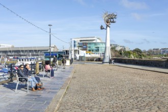 The Leviathan sculpture artwork by Bran Fell, nicknamed the Barbican Prawn, Sutton Harbour,