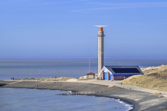 Marine rotating radar antenna on the sea search and rescue lifeboat station at Westkapelle, Veere,
