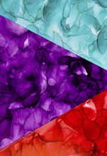 Vibrant abstract background featuring geometric sections in shades of purple, red, and teal on