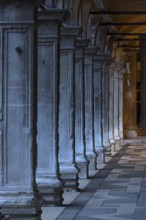 Historic columns from the Arcade of the Procuraties, Venice, Veneto, Italy