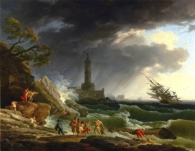 Claude Joseph Vernet (14 August 1714 - 3 December 1789), French painter, here his work, A Storm on