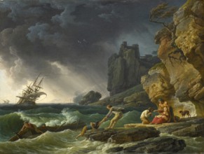 Claude Joseph Vernet (14 August 1714 - 3 December 1789), French painter, here his work, Stormy seas