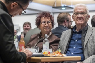 Gerlinde and Winfried Kretschmann. Political Ash Wednesday of the Green Party in Biberach.