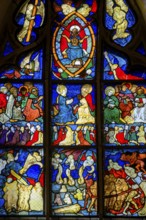 Stained glass window, Ulm Minster, Ulm, Baden-Württemberg, Germany