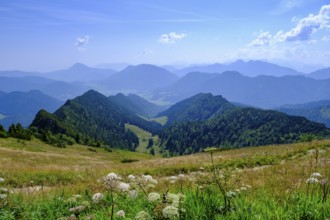 View from the summit, am Hochfelln, near Bergen, Chiemgau, Upper Bavaria, Bavaria, Germany