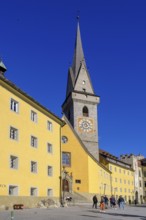Klostereck, Stadtgasse with Ursuline Church, Bruneck, Pustertal, South Tyrol, Italy