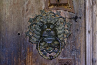 Löwenkopf, Türklopfer, St. Leonhard ob Tamsweg fortified church, Tamsweg, Lungau, Salzburg state,