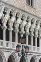 Gallery of columns from the Doge's Palace, Venice, Veneto, Italy