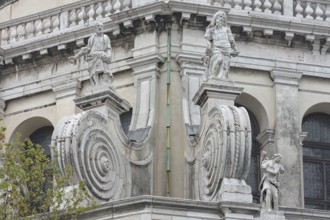 Detailed view of the Basilica of Santa Maria della Salute, Venice, Veneto, Italy