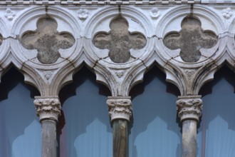 Detail of arcaded arches of a palazzo, Venice, Veneto, Italy