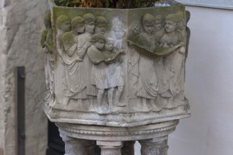 Relief with singers on a plant bowl, Venice, Veneto, Italy