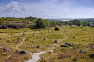 Stone circles, sculpture park, Skulptur i Pilane, near Klövedal, Tjörn, Schären, Bohuslän Province,