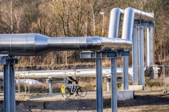 Iqony district heating pipelines at the city port, crosses the Rhine-Herne Canal in Essen, North