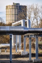 Iqony district heating pipelines at the city port, crosses the Rhine-Herne Canal in Essen, North