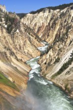 A river snakes through deep canyons and dramatic rock formations, Grand Canyon of the Yellowstone,