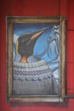 Mural penguin by Guido Zimmermann 2014, street art, graffiti, penguin figure with iceberg and