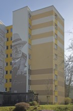 Mural Gerhart Hauptmann by Thomas Stolz 2018, playwright, writer, graffiti, street art, black and