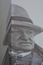 Mural Gerhart Hauptmann by Thomas Stolz 2018 playwright, writer, graffiti, street art, black and