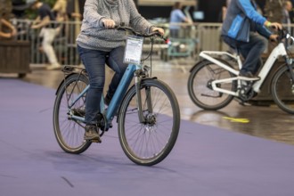 Test drives of new bikes at the public trade fair Fahrrad Essen, in the halls of Messe Essen,