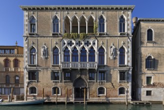 Historic façade of the Palazzo Loredan dell'Ambasciatore on the Grand Canal, Venice, Veneto, Italy