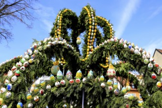 Easter fountain in Heiligenstadt, Franconian Switzerland, Bamberg district, Upper Franconia,