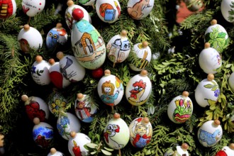 Detail, Easter fountain in Heiligenstadt, Franconian Switzerland, Bamberg district, Upper