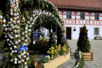 Easter fountain in Heiligenstadt, Franconian Switzerland, Bamberg district, Upper Franconia,
