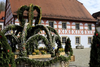 Easter fountain in Heiligenstadt, Franconian Switzerland, Bamberg district, Upper Franconia,
