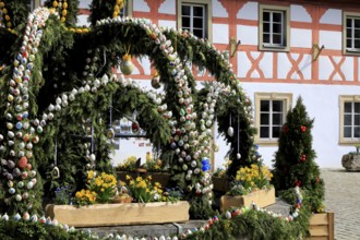 Easter fountain in Heiligenstadt, Franconian Switzerland, Bamberg district, Upper Franconia,