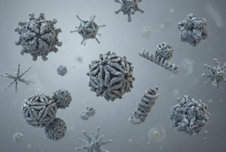 Conceptual microscopic visualisation of newly discovered, genetically unknown viruses (viral dark