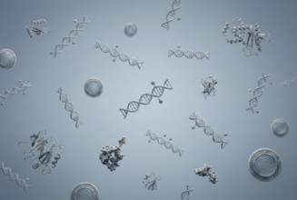 Conceptual molecular representation of various oncological biomarkers (methylation patterns,