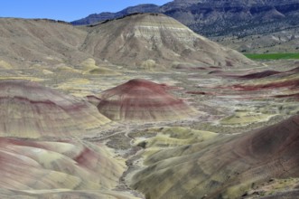Impressive hilly landscape in natural colors, John Day Fossil Beds National Monument, Painted Hills