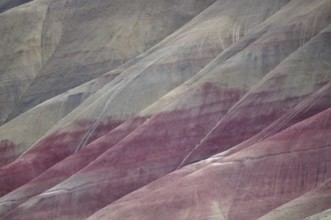 Abstract view of colored rocks with natural stripes and gentle shapes, John Day Fossil Beds
