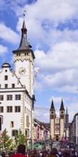 Grafeneckart, town hall tower, historic town hall, Würzburg Cathedral, double tower, general