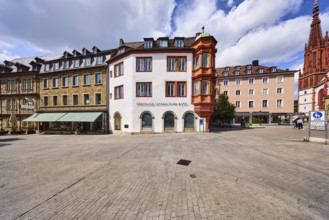 Fürstlich Castellsche Bank, Credit-Casse AG, historic commercial building with tower, residential