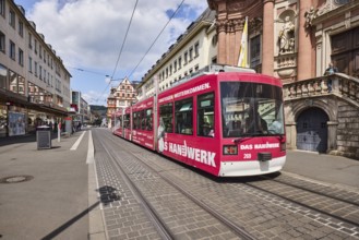 Tram, overhead lines, tram tracks, cathedral tram stop, city center, pedestrian zone, general