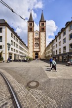 Würzburg Cathedral, double tower, city center, pedestrian zone, general architecture, residential