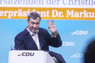 Markus Söder with volcanic greetings from the space series Star Trek. 38th federal party congress