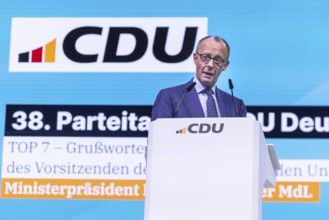 38th Federal Party Congress of the CDU of Germany in Stuttgart. Federal Chancellor Friedrich Merz.