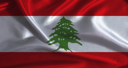 National flag of Lebanon with cloth texture. Lebanon flag with realistic texture background