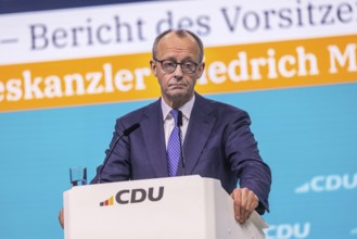 38th Federal Party Congress of the CDU of Germany in Stuttgart. Federal Chancellor Friedrich Merz