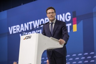 38th Federal Party Conference of the CDU Germany in Stuttgart. Manuel Hagel during his welcome