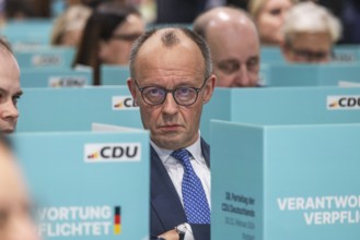 38th Federal Party Congress of the CDU of Germany in Stuttgart. Federal Chancellor Friedrich Merz