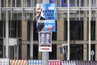 2026 state election in Baden-Württemberg. Election advertising in the city center of Stuttgart.