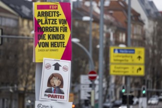 2026 state election in Baden-Württemberg. Election advertising in the city center of Stuttgart.