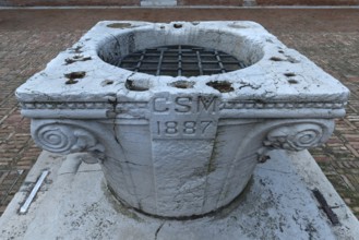 Historic fountain from 1887 in the courtyard of the cloister of the Madonna dell'Orto parish