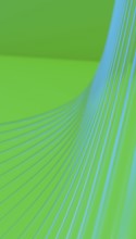 Dynamic abstract image of curved blue lines against a vibrant green background, creating a visually