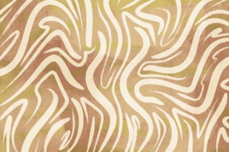 This image features an abstract background of intertwining wavy lines in subtle beige and cream